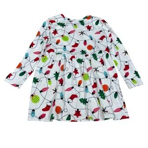 Cat & Jack Girls Christmas Lights Holiday Dress Long Sleeve Size XS (4/5)